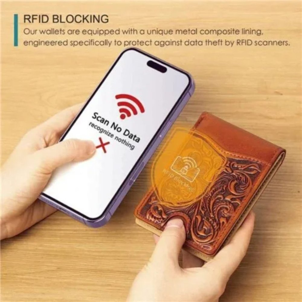 NEW Full Grain Leather Wallets for Men Brown Bifold Wallet RFID - Picture 3 of 8